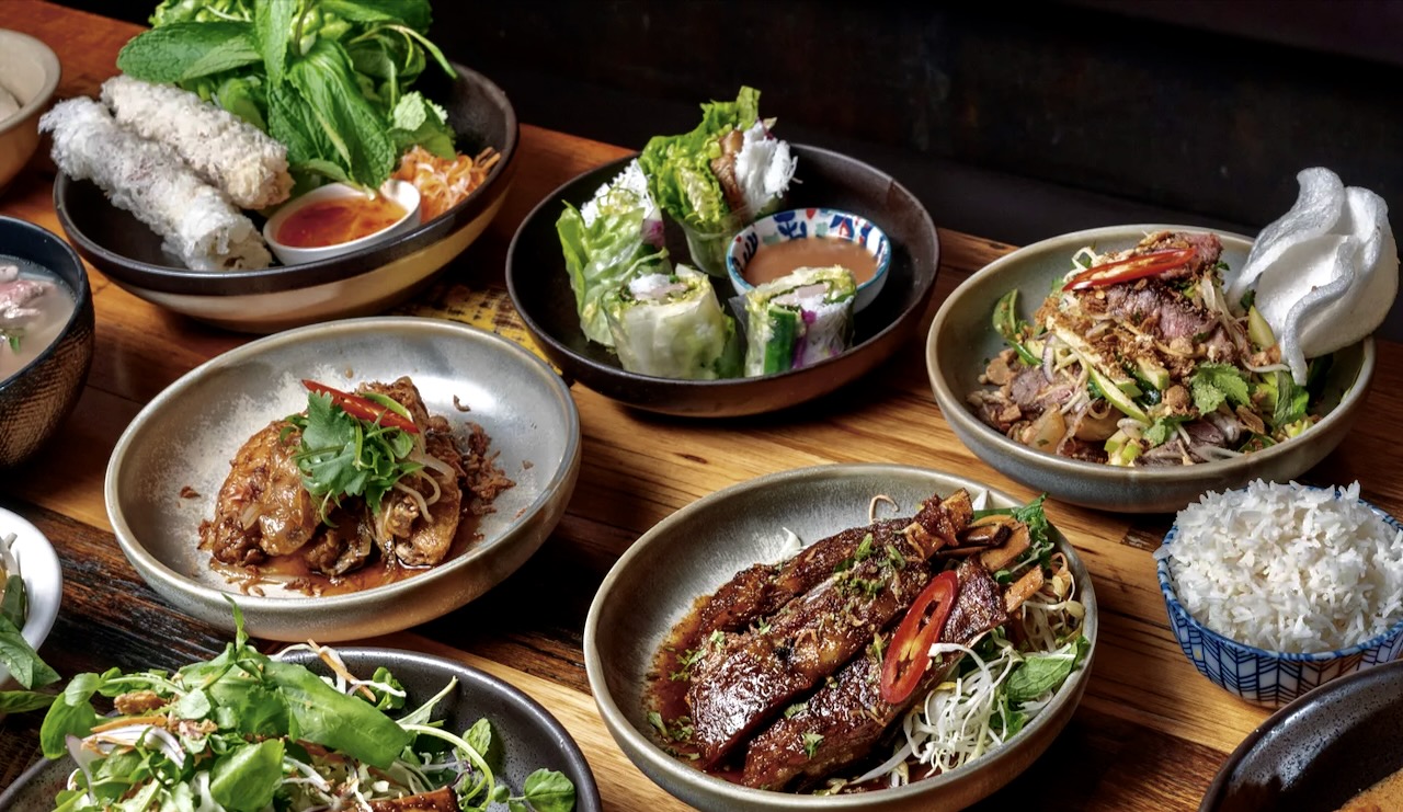 A spread of modern Vietnamese dishes at Paper Plate Restaurant in Richmond